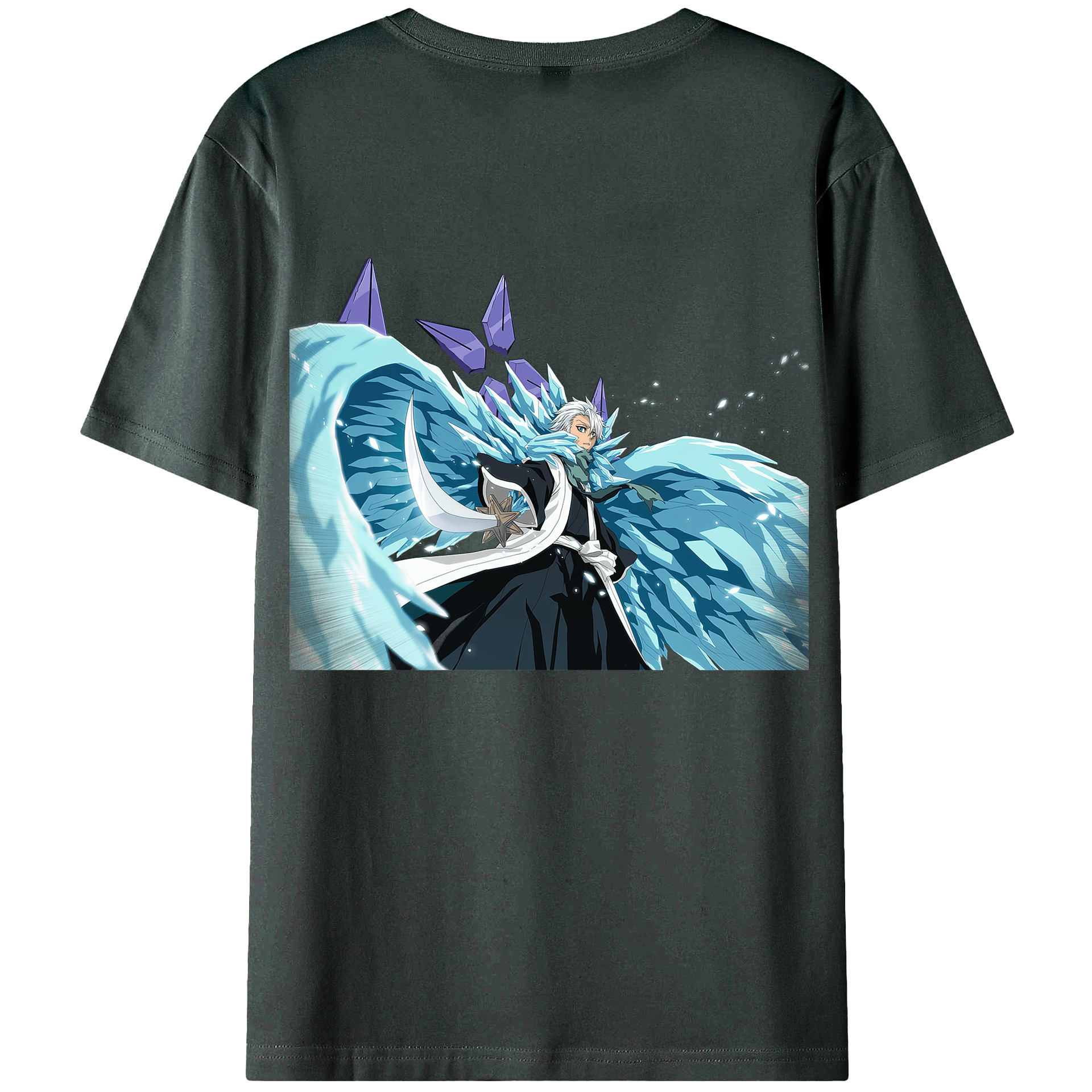 （画像用） ブリーチ 日番谷冬獅郎（ひつがや とうしろう） BLEACH Hitsugaya Toushirou 綿100％ メンズ半袖Tシャツ（バックプリント） 通気性